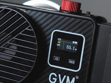 Close-up of GVM-CL100B LED light control panel, a professional tool for precise macro photography lighting.