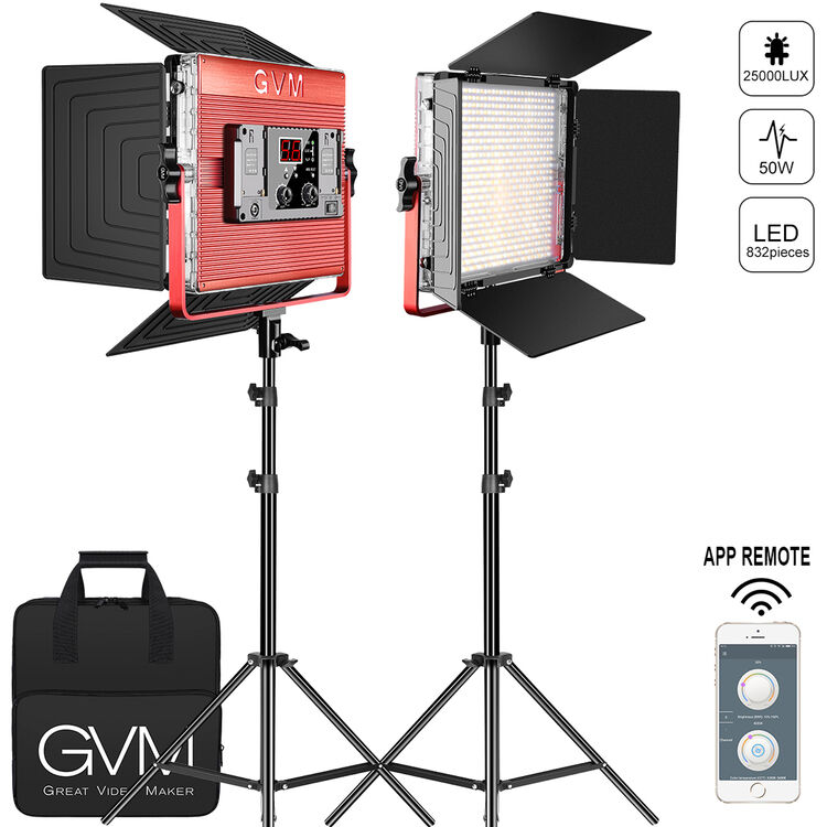 GVM-MB832-2L 50W high-power soft light dual-color LED video soft light with bracket - GVM
