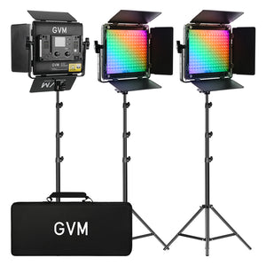 GVM-800D-III 40W Zweifarbiges und RGB Videoleuchten-Panel (3-Leuchten-Set)