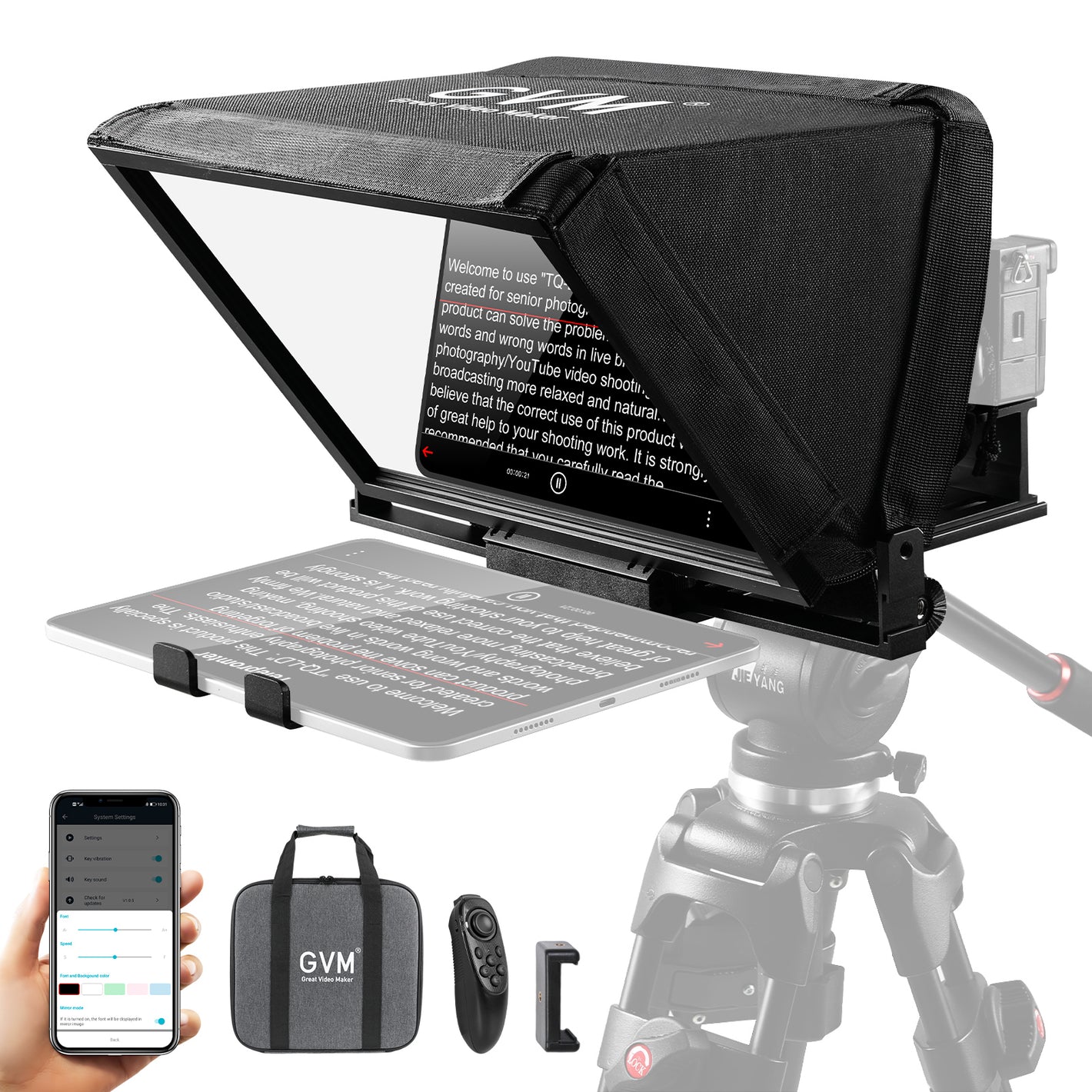 GVM Teleprompter TQ-MB for Tablets & Smartphones with Remote Control - GVM