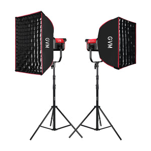 GVM PRO-SD300C 300W RGB&Bi-Color Monolight V-mount Mesh Bluetooth with softbox and light stand(2-Lights kit)