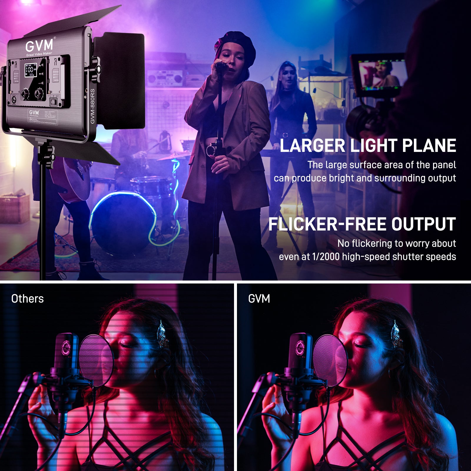 GVM RGB LED Video Light with Lighting Kits, 880RS 60W Led Panel Light with Bluetooth Control, 2 Packs Photography Lighting for YouTube Studio, Video Shooting, Gaming, Streaming, Conference - GVM