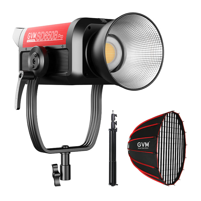 GVM PRO-SD650B ไฟสตูดิโอโมโนไลท์ 650 วัตต์ สีสองโทน (ติดตั้งแบตเตอรี่แบบวีเมาท์และตาข่ายบลูทูธ) (แถมกล่องไฟนุ่มฟรี 1 ชิ้น มูลค่า 109.00 ดอลลาร์)