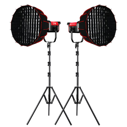 GVM PRO-SD300B 300W Monoluz Bicolor com montagem em V, rede, Bluetooth, com caixa difusora e suporte de luz (conjunto de 2 luzes)