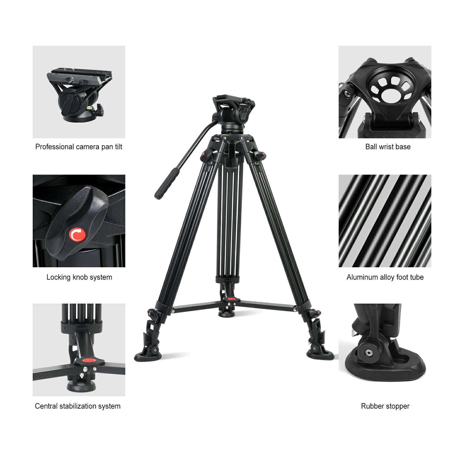 GVM Aluminum Camera Video Tripod DX16 with Fluid Head System - GVMLED