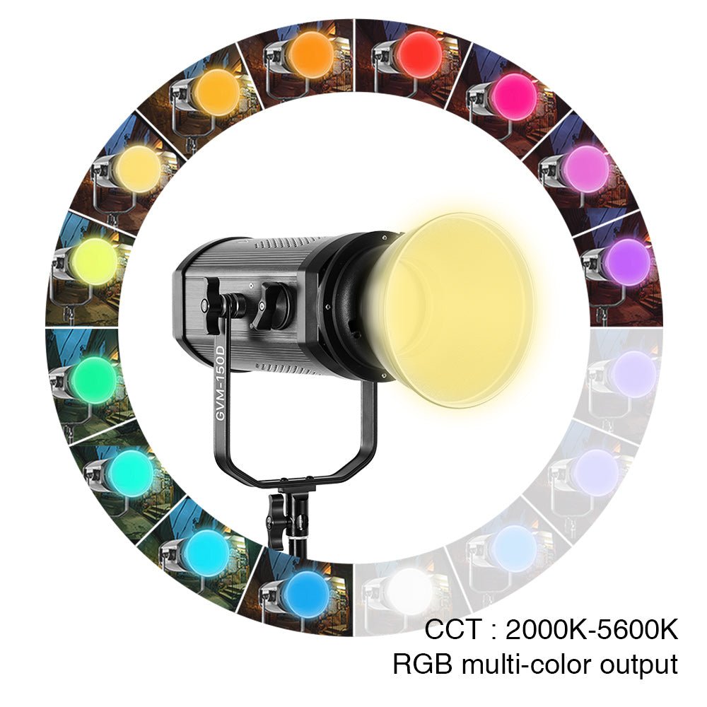 Color Spotlight GVM 150s 150W High Power LED RGB & Bi-Color Spotlight