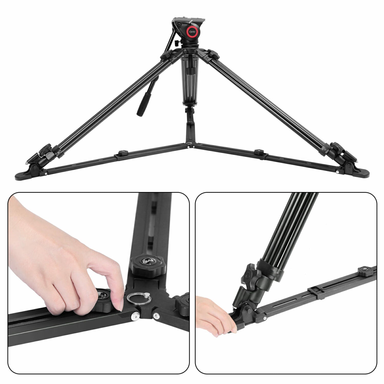GVM 7017D Aluminum Video Tripod with Fluid Head System - GVMLED