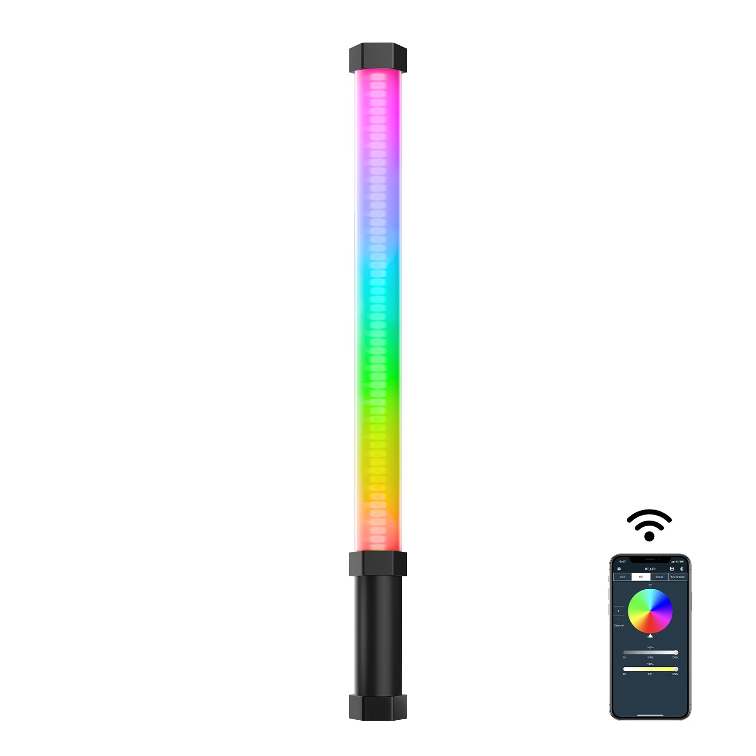 GVM BD60D RGB Handheld LED Video Light Wand Stick Photography Light, Built-in Rechargable Battery,OLED Display Photography Studio Lighting - GVMLED