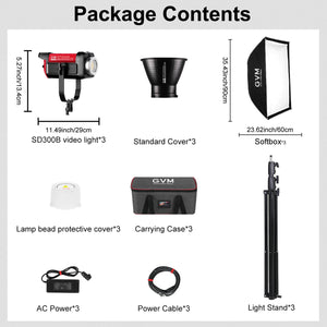 GVM PRO-SD300B 300W Bi-Color Monolight With Softbox 3 kits - GVMLED