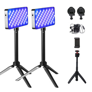GVM RGB20W On-Camera RGB & Bi-color LED Video Light 2-Light Kit Set with Bluetooth App Control & Power Supplies - GVMLED