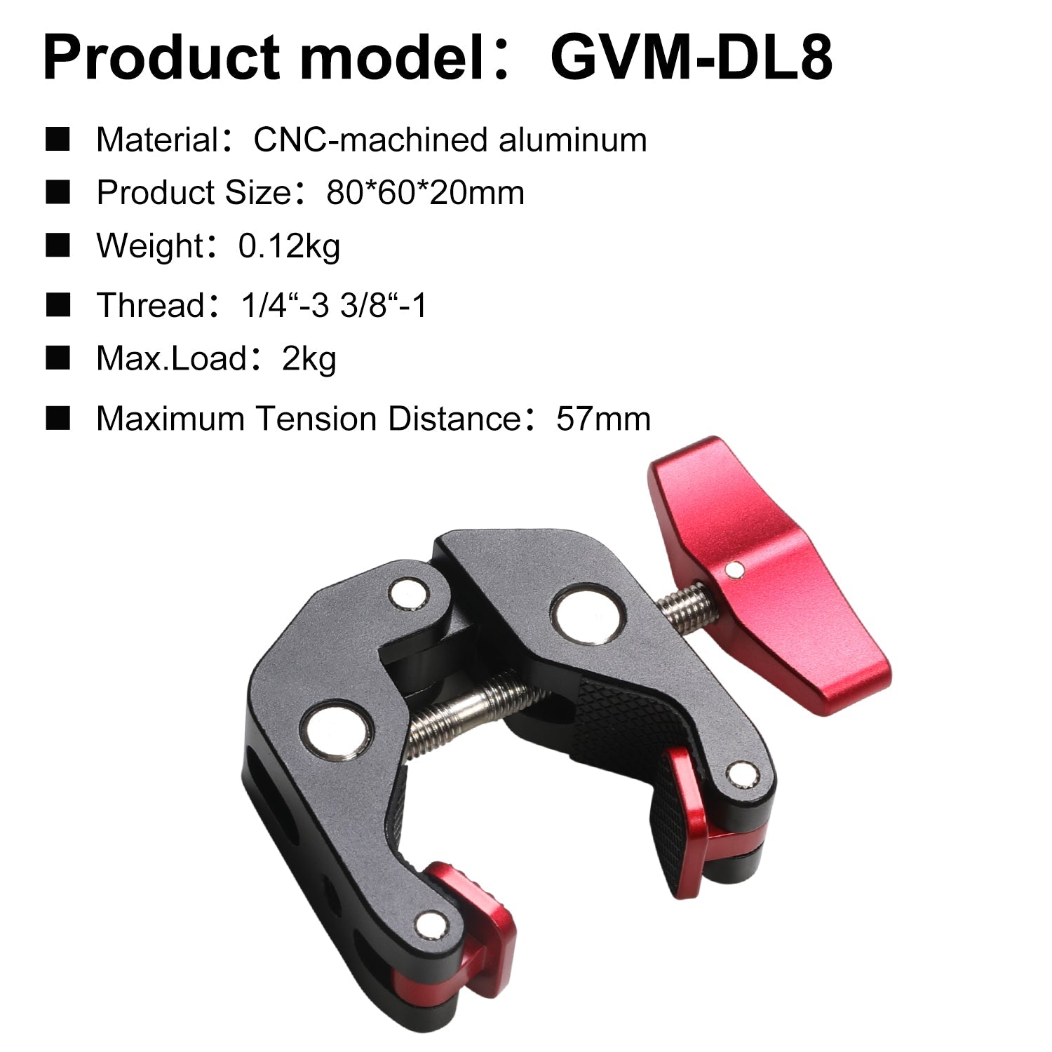 GVM Super Crab Clamp, Magic Arm Gripper Clamp with 1/4 and 3/8 Thread Clips for DSLR Cameras - GVMLED